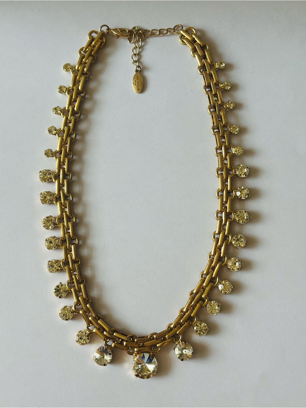 Ann Taylor Gold Crystal Drop Necklace